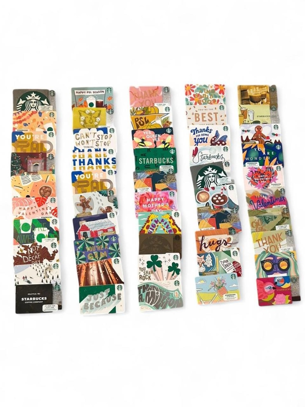 Huge Lot of 50 Assorted Starbucks Collectible Gift Cards - Vintage & Rare